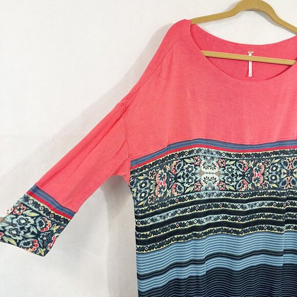 Free People Steppin Out Tunic Shift Dress Color Block Striped Boho - Size Medium - Picture 3 of 7